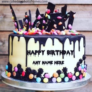 Make Chocolate Happy Birthday cake with Name Image